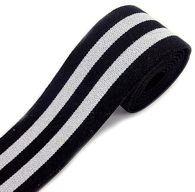 [청라핸즈] 탄력 허리고무밴드 40mm 블랙+흰색두줄 (16-318)