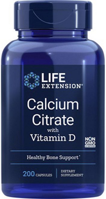 LIFE EXTENSION 檸檬酸鈣維他命D膠囊, 200顆, 1罐
