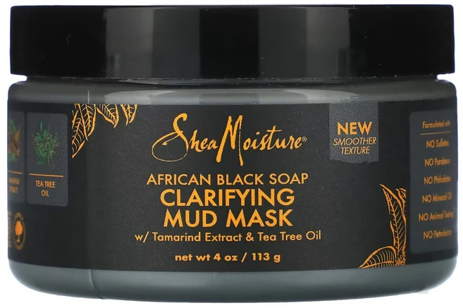 Shea Moisture아프리카 블랙 비누 클리어파잉 머드 마스크 셰어 무스티어 4온스 113g, 1, 1 - 쿠팡