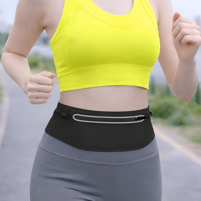 마니모아 초경량 3포켓 스트레치 러닝 벨트, 1개, 블랙