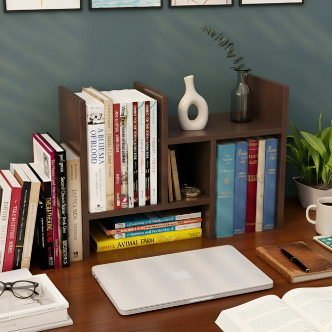 러슈브 다용도 모듈 스탠드 미니 책꽂이, 3단, 다크월넛