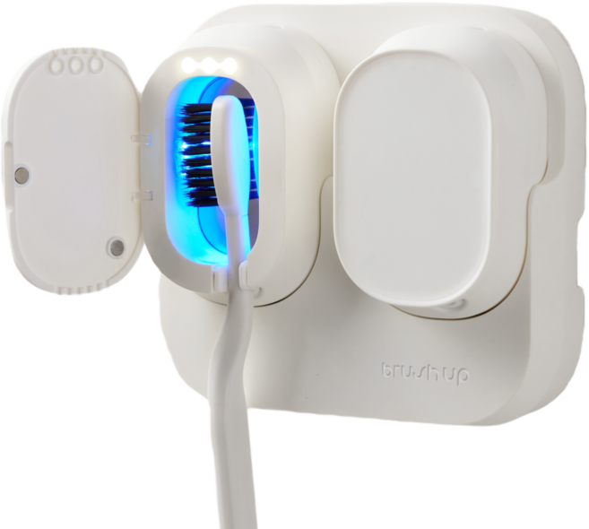 브러쉬업 케어즈 미세플라스틱 제로 친환경 칫솔살균기, 2인용 퓨어 화이트