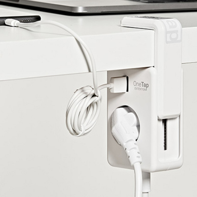 원탭 테이블에 걸어쓰는 충전기 USB 고속충전 멀티탭 (구매시 치약증정), 1.5m, 1개, 화이트