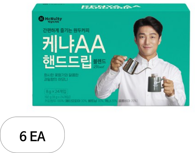 맥널티커피 케냐AA 핸드드립 블렌드 드립백커피, 8g, 24개입, 6개