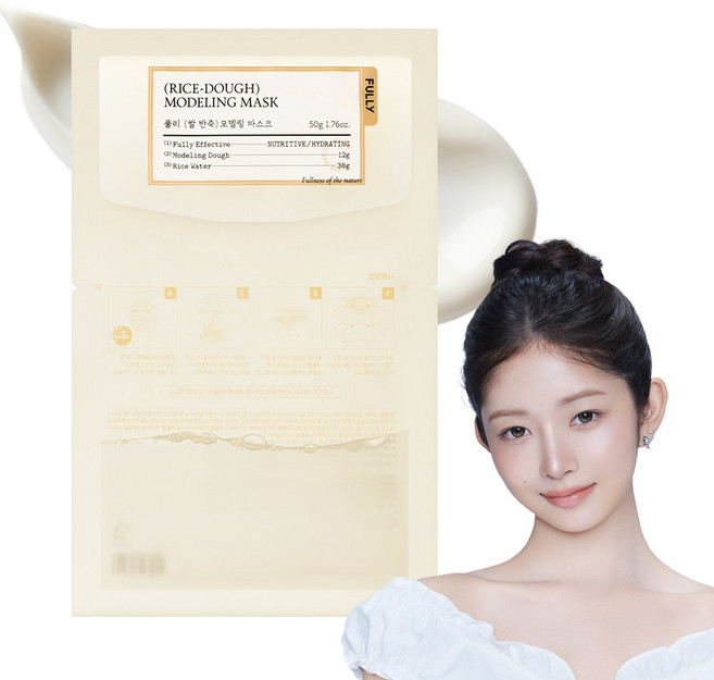 풀리 쌀 반죽 모델링 마스크팩 쌀겨수 영양 보습 케어, 1개, 4개입