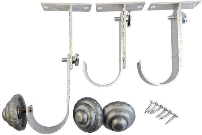 커블 커튼봉 조절브라켓, 1개, 알루미늄 실버 35mm