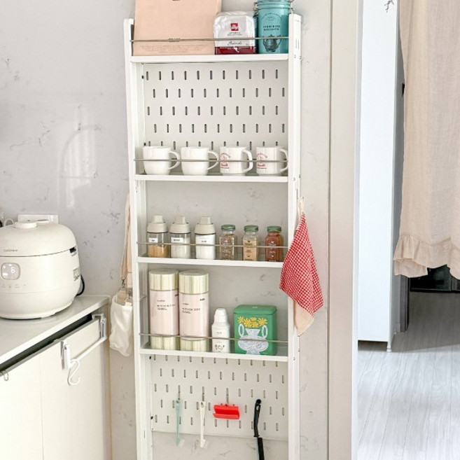 더홈스 틈새 선반 철제 5단 문뒤 수납 타공판