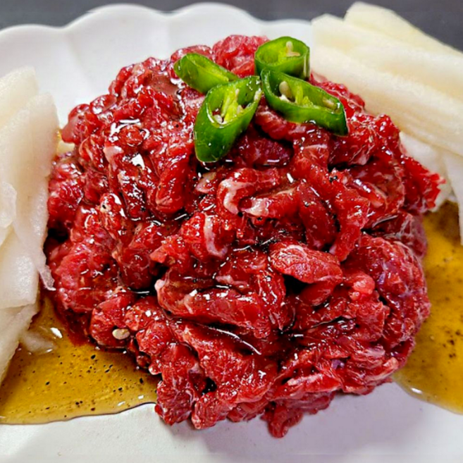한우 육회 생고기 우둔살 한우육회 소고기육회용, 1세트, 300g