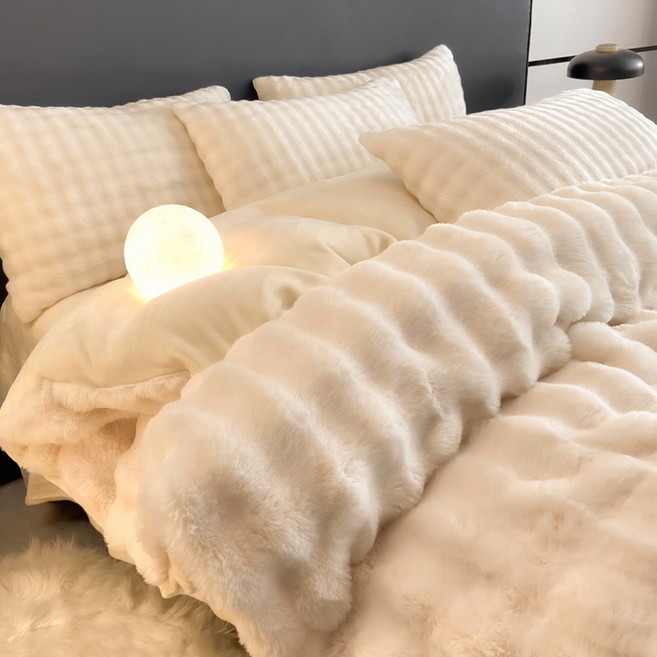 에이트샵 극세사이불커버 벨벳 호텔식 고밀도 고급 차렵이불 커버, 구름-아이보리