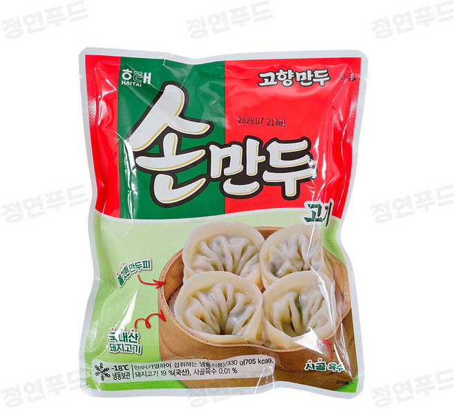 해태 고향만두 손만두 고기 (냉동), 1개, 330g
