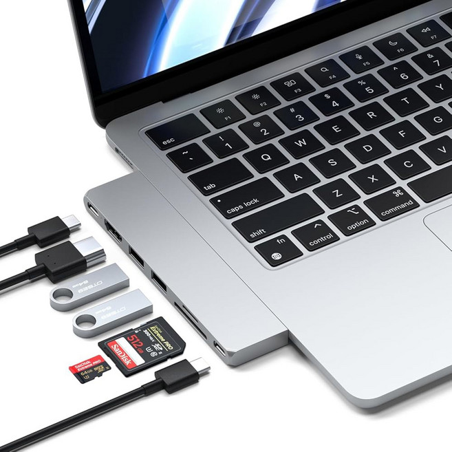 사테치 Satechi 맥북용 USB-C 허브 프로 슬림 7in1 100W PD 4K HDMI, Silver