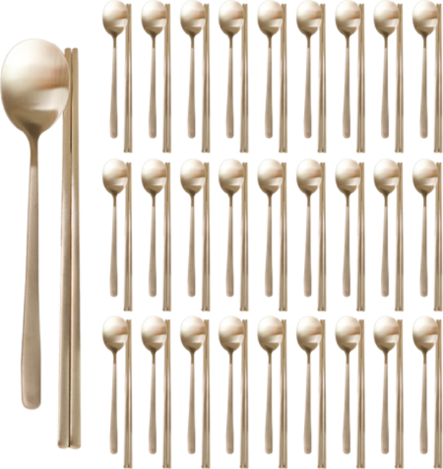 티타늄 골드 수저 세트 JS 숟가락 젓가락, JS SUS430 티타늄, 50세트, 스텐24종, 수저(숟가락+젓가락)