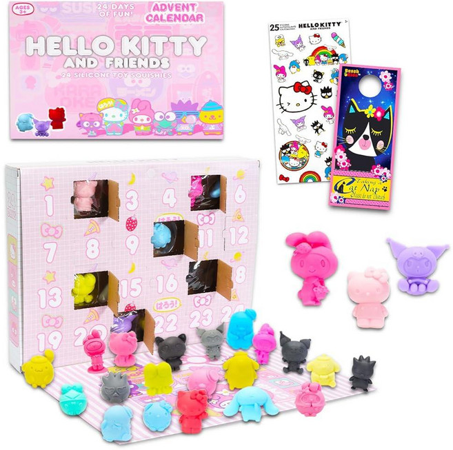 Hello Kitty 2025 재림절 달력 카운트다운 투 크리스마스 - and Friends 미니 피규어가 포함된 24일 번들 | 휴일 선물 세트 100848
