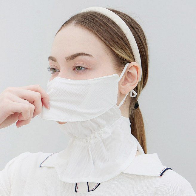 엠엠스포츠 여성 UV차단 숨쉬기 편한 아이스 스포츠 등산 골프 마스크, 화이트, 1개