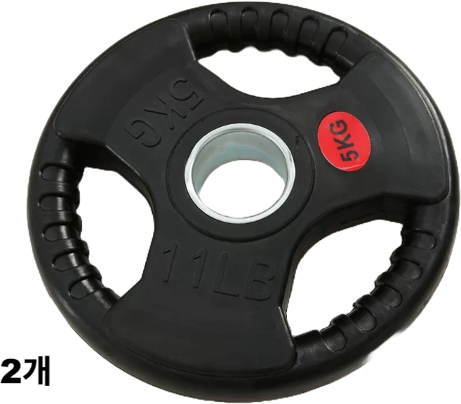 홈짐 헬스 고무 중량원판 바벨원판 2.5-25kg 3홀원판 50mm용, 2개, 고무원판, 5kg