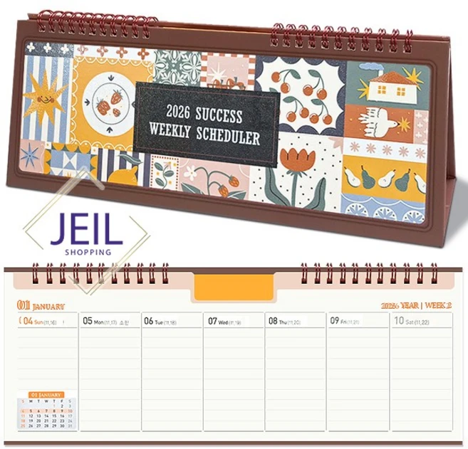 고급 탁상 주간플래너 2026년 /스케줄러 다이어리 업무스케줄러 업무노트 탁상용 우체국소포 발송 - 쿠팡