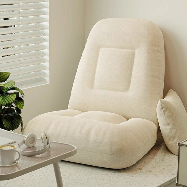 BYOU 접이식 좌식의자 다목적 1인용쇼파 5단 조절 가능, 1개, 화이트+쿠션