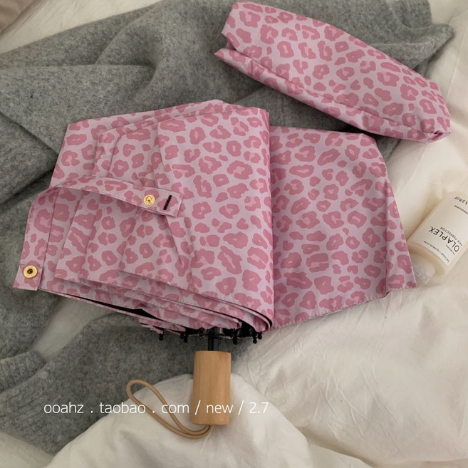 디자인 프렌치 캐주얼 장마 데일리 비 호피 자외선차단 접이식 양산 폴딩 레오파드
