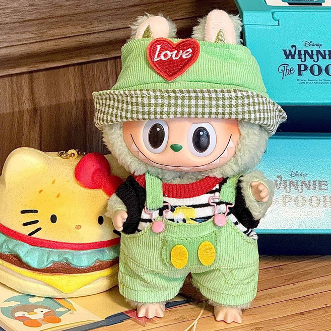 에버모스트 LA 부부 귀여운 인형 옷 세트 솜 소품 모자 장식 옷입히기, 그린 치 슈트 어부