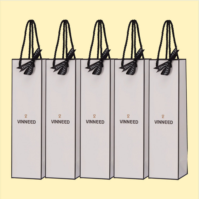 비니드 고급형 리본 두꺼운 와인 1본입 소형 쇼핑백, 5p