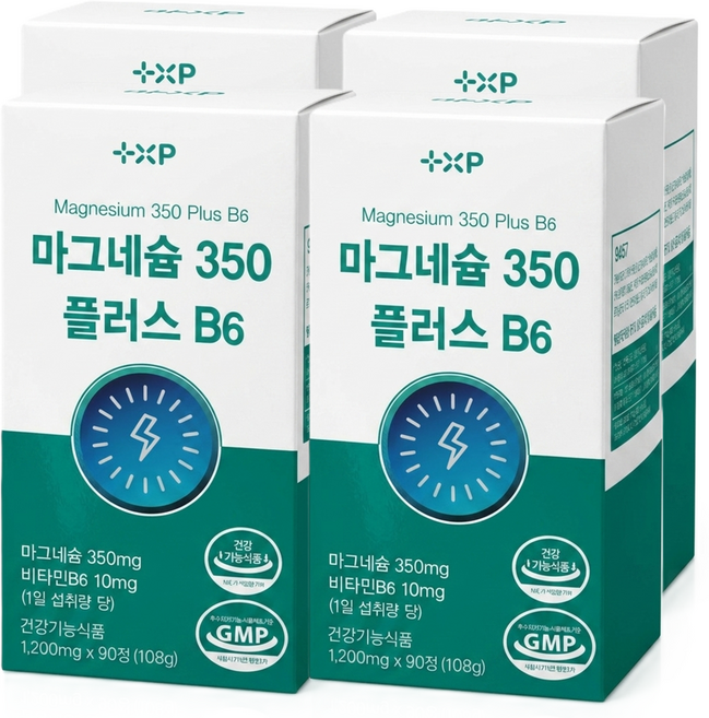 신경 및 근육 이완 에 먹는 흡수 좋은 글루콘산 산화 마그네슘 영양제 알약 눈꺼풀떨림 다리 종아리 쥐날때 추천, 4세트, 90정