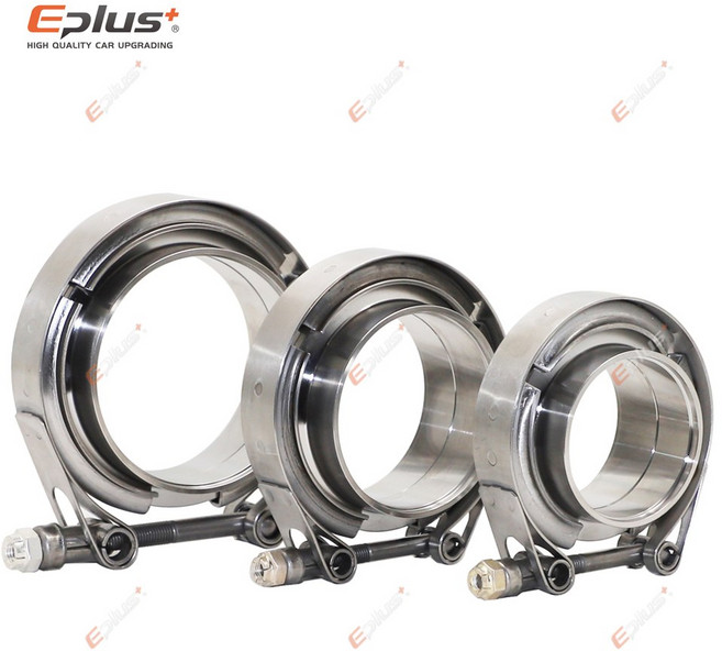 Eplus 자동차 304 스테인레스 스틸 V 밴드 클램프 퀵 릴리스 배기 파이프 용 남성 여성 플랜지 키트, 3 inch 76mm, 1개