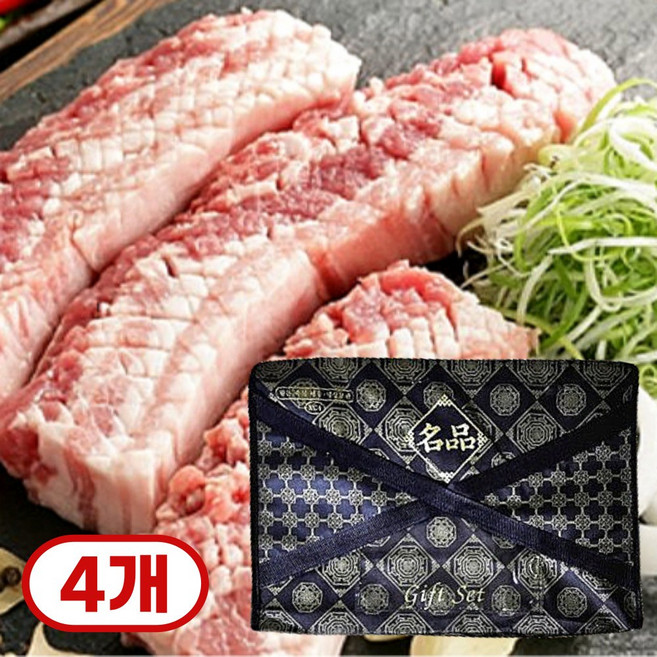 냉장 국내산 정육점 한돈 선물패키지 실속 선물세트 1.6kg, 4개