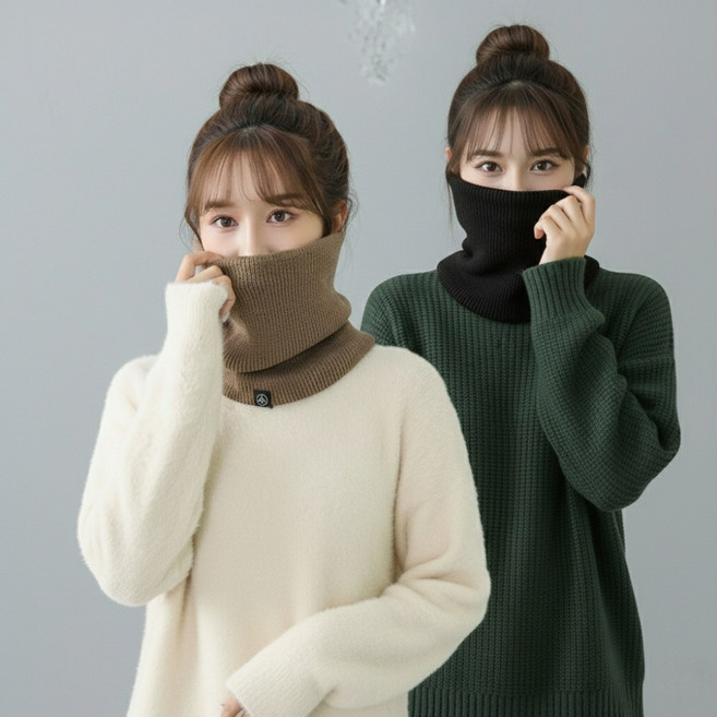 이븐스 1+1 도톰 따숨 니트 퍼 넥워머 방한 겨울용