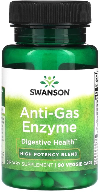 Swanson 가스 방지 효소 고효능 혼합물 베지 캡슐 90정, 1개 - 쿠팡