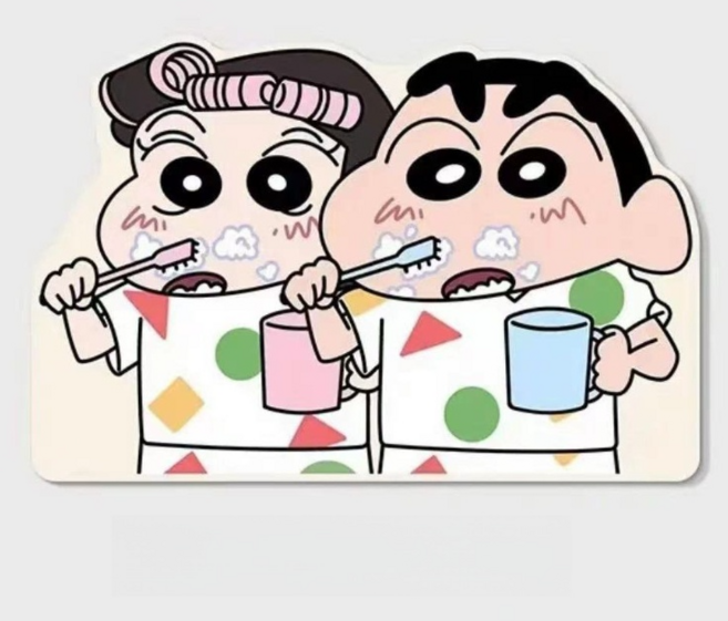 크레용 신짱 미키 수분을 잘 흡수하고 쾌적한 규조토 매트, 하얀색 짱구, 1개