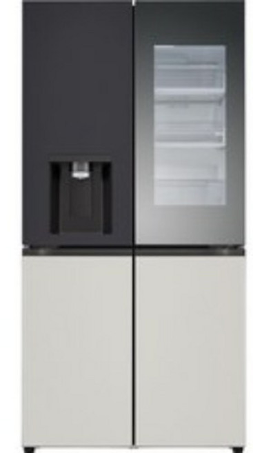 LG전자 오브제 820L 4도어 메탈 양문형 디오스 노크온 얼음정수기 냉장고 방문설치, W824MBG472S, 오브제컬렉션 블랙 + 그레이