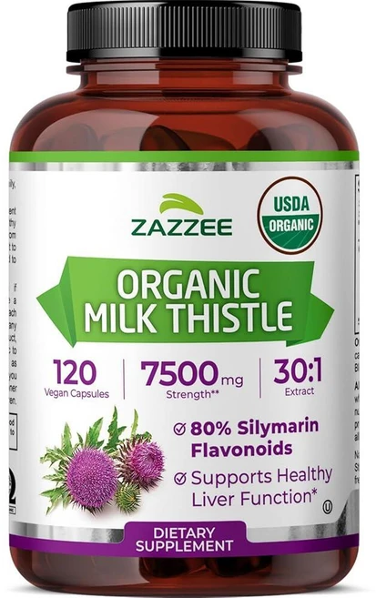 Zazzee USDA 유기농 밀크씨슬 추출물 7500mg 120정, 1개 - 쿠팡