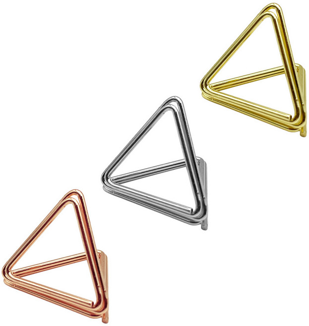 미니 삼각 메모꽂이 명함 가격표 홀더 쇼클립 진열 꽂이 스탠드 탁상 10개, 골드