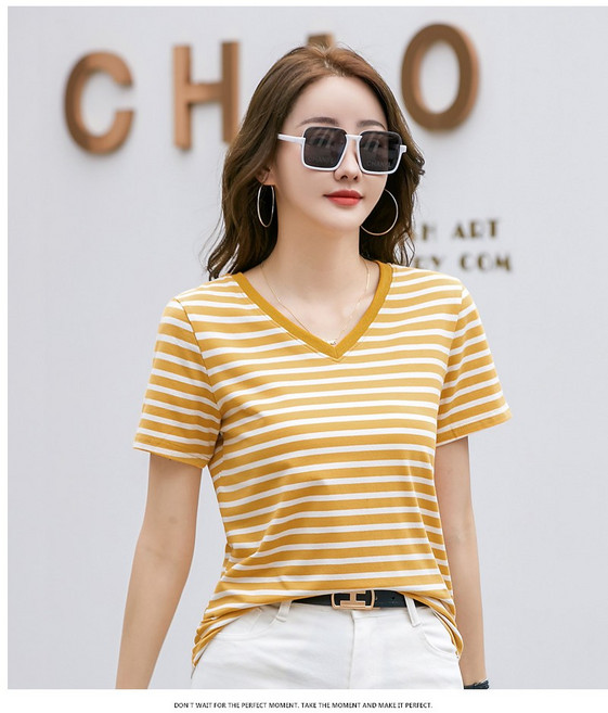 2023 NEW 여자 면티/줄무늬티셔츠 여성라운드티/여자 여름 티셔츠/니트반팔티/소프트 프리미엄원단