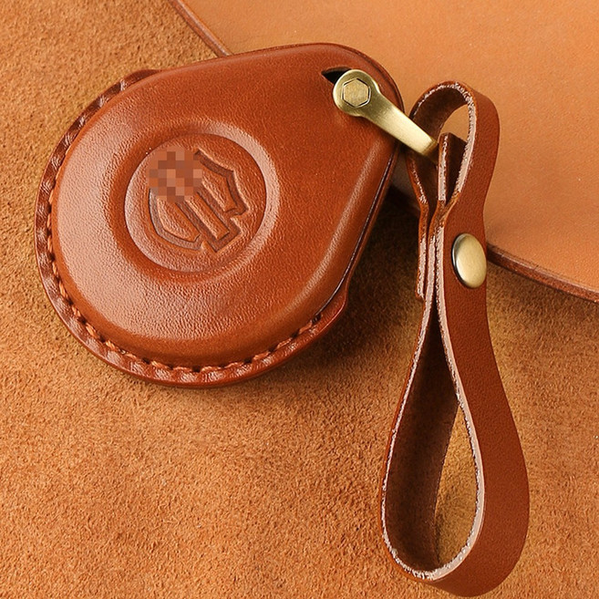 할리 스마트키 가죽 키 커버 키링, 1개, 브라운