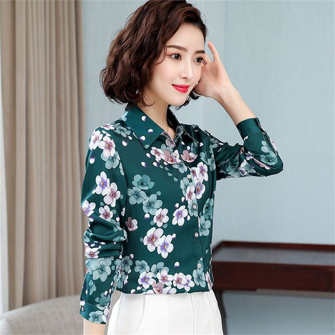 besteffie 여성 블라우스 긴팔 화려한 플라워 패턴 셔츠 봄가을 착용 가능한 세련된 디자인 E58