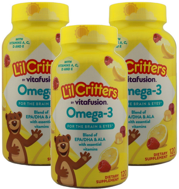 릴크리터스 어린이 오메가 3 DHA 라즈베리 레몬맛 구미, 120정, 3개