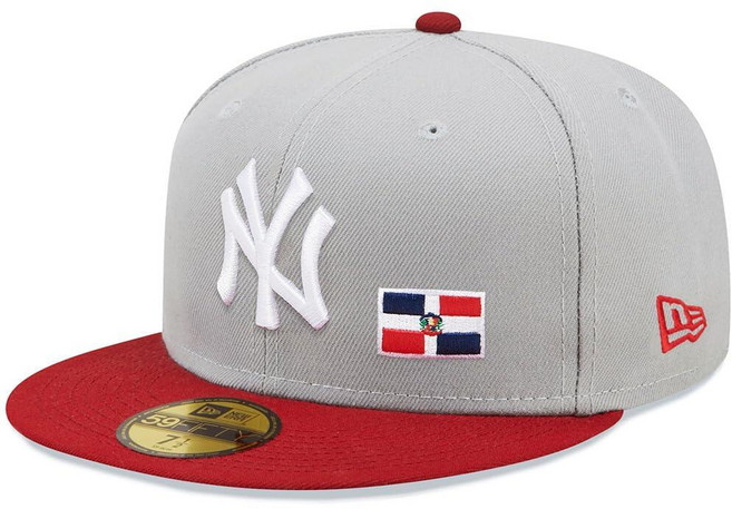 New Era NY New York Yankees 59FIFTY 도미니카 공화국 투톤 핏 캡 모자 그레이 레드. 201969, New Era NY New York Yankees 59