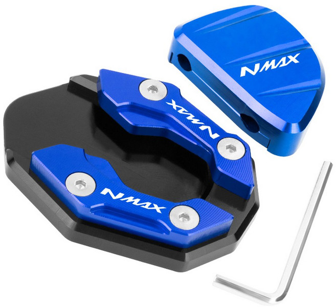 오토바이 발판 킥스탠드 NMAX155 155 익스텐션 발 MAX NMAX125 패드 플레이트 N 호환 사이드 베이스 스탠드 125 야마하 NMAX 지지대 액세서리, Set8 Blue-NMAX, 1개
