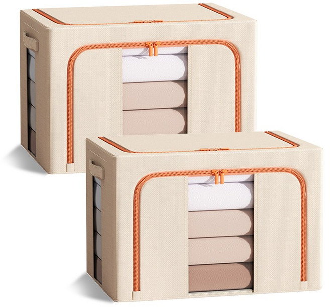 마벨인홈 고급형 대용량 이불 옷 정리함 리빙박스 100리터 특대형, 베이지, 2개