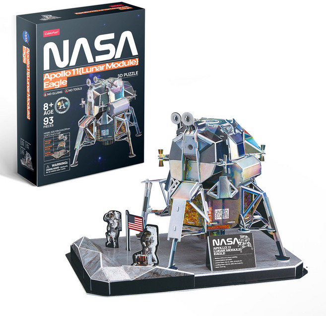 퍼즐마을 정식수입 큐빅펀 2024 우주시리즈 아폴로 11호 달 착륙선 이글 종이접기 종이모형 조각퍼즐, 1개