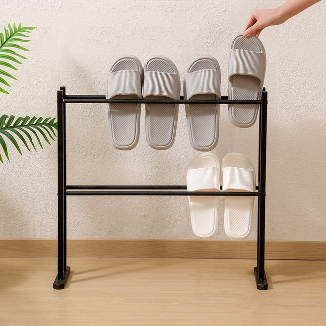 홈치치 슬리퍼 거치대 정리대 1단/2단, 1개, 2단 블랙