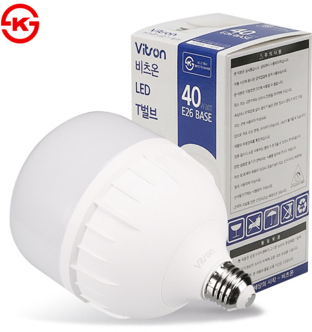 비츠온 LED 전구 T벌브 40W 빔스틱 램프 E26, 주광색, 2개