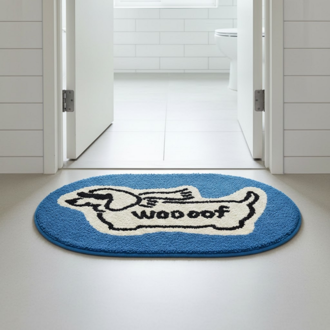 더벨류 논슬립 흡수력강화 강아지 욕실 발매트 50x80cm, 1개, 블루