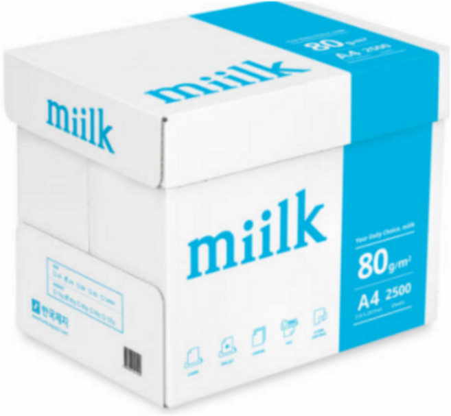 밀크 복사용지 A4 80g, A4 2500개, 1박스