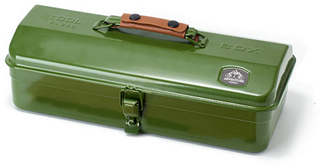 KOOLMAN(쿨맨) 아이언 스틸 캠핑 공구함, 1개, 아이언 스틸 공구함 - 올리브그린, 1단