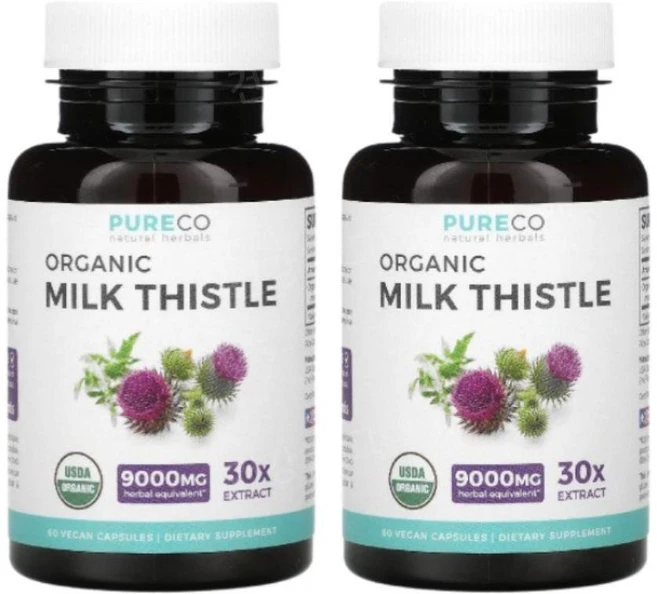 Pure Co. 오가닉 밀크시슬 추출 300mg Milk Thistle, 2개, 60정 - 쿠팡