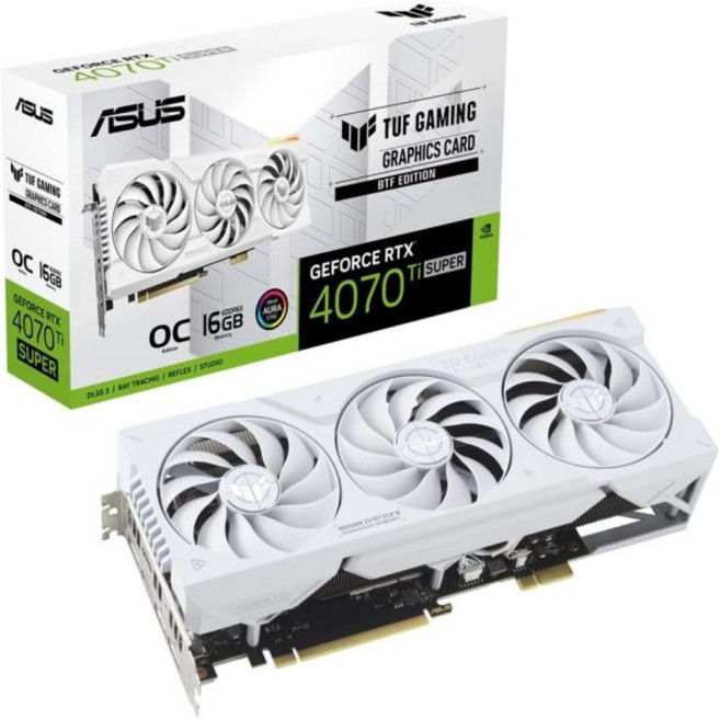 에이수스 TUF 게이밍 지포스 RTX 4070 Ti 슈퍼 BTF 화이트 OC 에디션 16GB GDDR6X 비디오 카드 / TUF-RTX4070TIS-O16G-BTF-WHITE, 1개