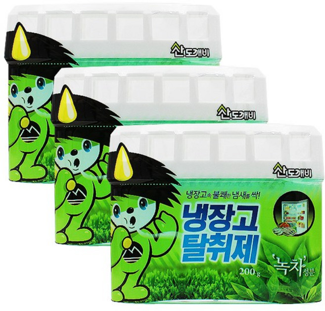 산도깨비 [슬림형]냉장고 탈취제 녹차 200g, 3개