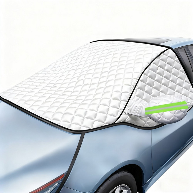 SEAMETAL 4계절 자동차 성에방지커버 햇빛가리개 앞유리 커버 서리방지 방수 덮개, 1개, 화이트